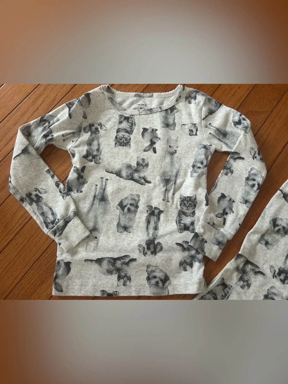 Carter's Girls 100% Cotton Animal Sketch Pajama Set Grey Size 4 Snug Fit